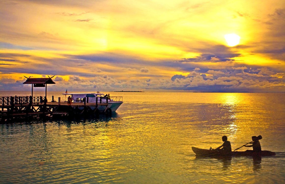sunset from mabul jetty