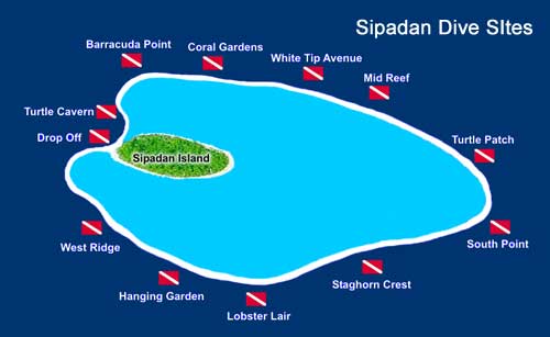 map of sipadan dive sites around the island